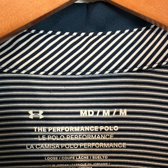 Under Armour Men's Striped Polo Golf Shirt - Navy and White - Picture 5 of 5
